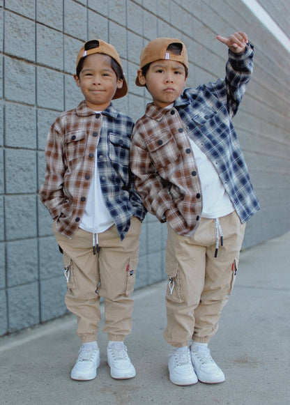 Little Trouble - Two-Tone Flannel Navy/Brown