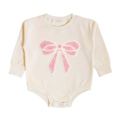 Sweet Wink - Pearl Bow Patch Long Sleeve Romper