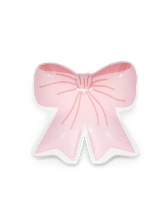 Ceramic Trinket & Jewelry Tray / Dish - Pink Ribbon Bow