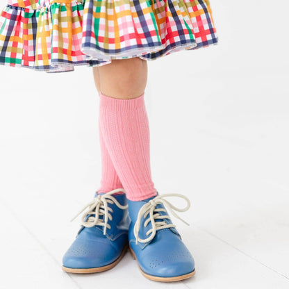 Little Stocking Co. - Pink Pearl Cable Knit Knee High Socks