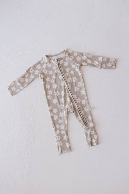 Forever French Baby - Bamboo Zip Pajamas  | French Gray Floral