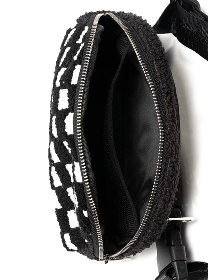 Adjustable Belt Bag - Black & White Checkered - Black