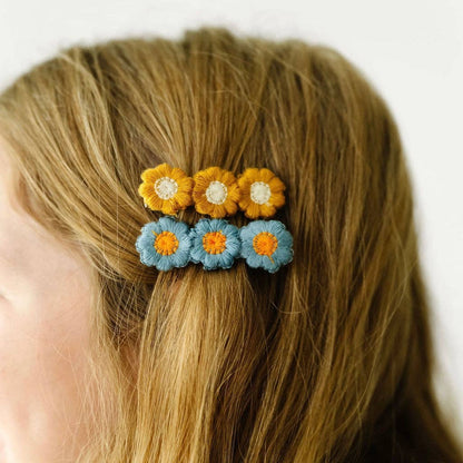 Baby Bling Bows - 4PK NOVELTY CLIPS: fall embroidered flowers