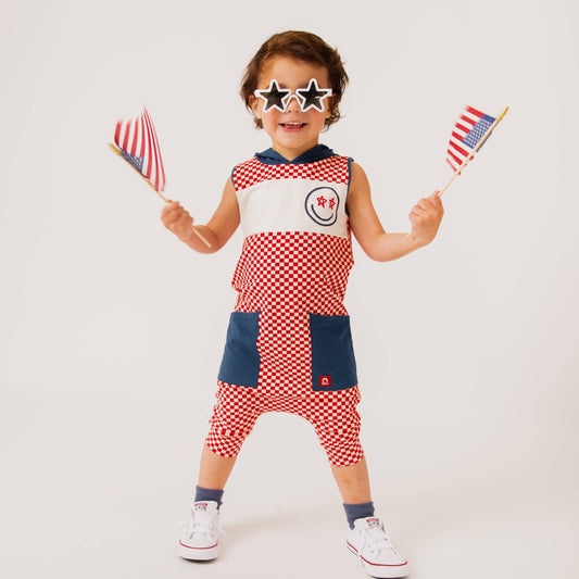RAGS - Rag Romper - Red Mini Check