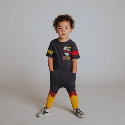 RAGS - Retro Short Sleeve Hip Pocket Rag Romper - Hotwheels™