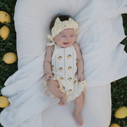 Forever French Baby - Knit Ruffle Romper | Lemon: Newborn
