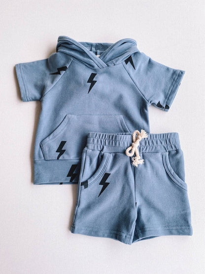 Daffodilly - Lightning hooded set - dusty blue