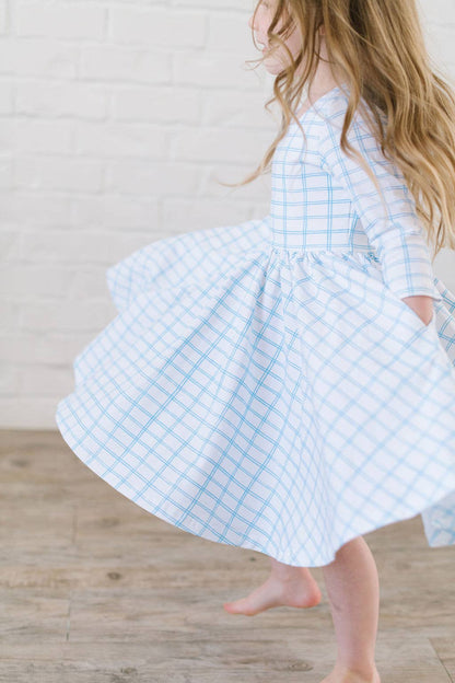 Emile Dress in Blue Picnic  | Pocket Twirl Dress