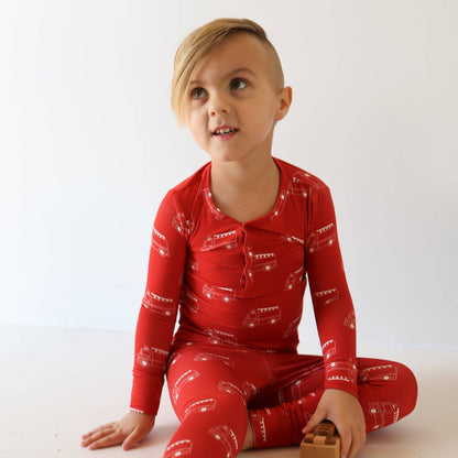 Forever French Baby - Bamboo Two Piece Pajamas | Fire Truck