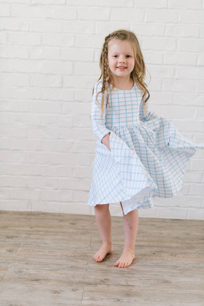 Emile Dress in Blue Picnic  | Pocket Twirl Dress