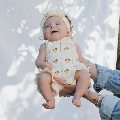 Forever French Baby - Knit Ruffle Romper | Lemon: Newborn