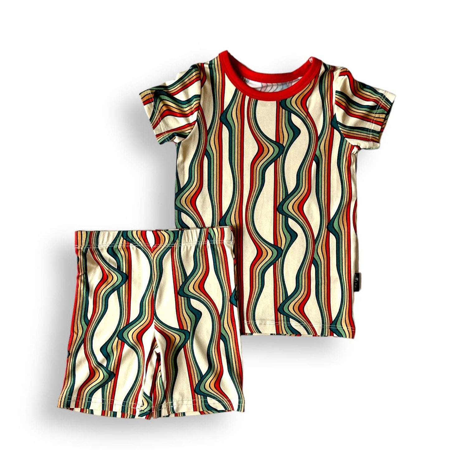 BAMBOO TWO PIECE SHORTIE SET- Retro Rainbow