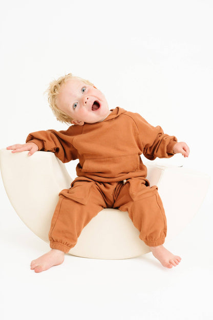 Little One Shop - Espresso Cargo Hoodie Set