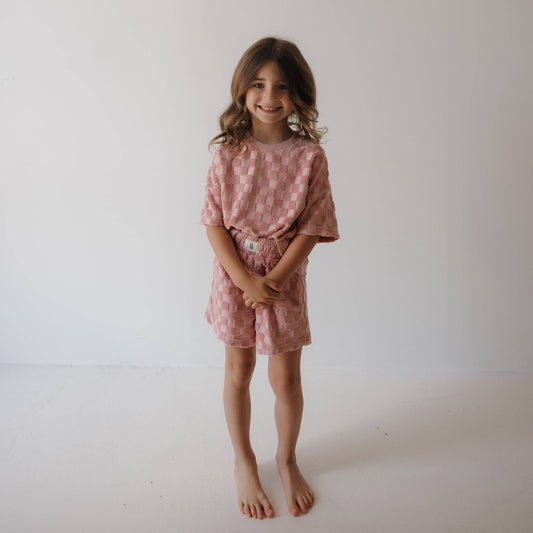 Forever French Baby - Child Terry Short Set | Sea Pink: 8/9 Years