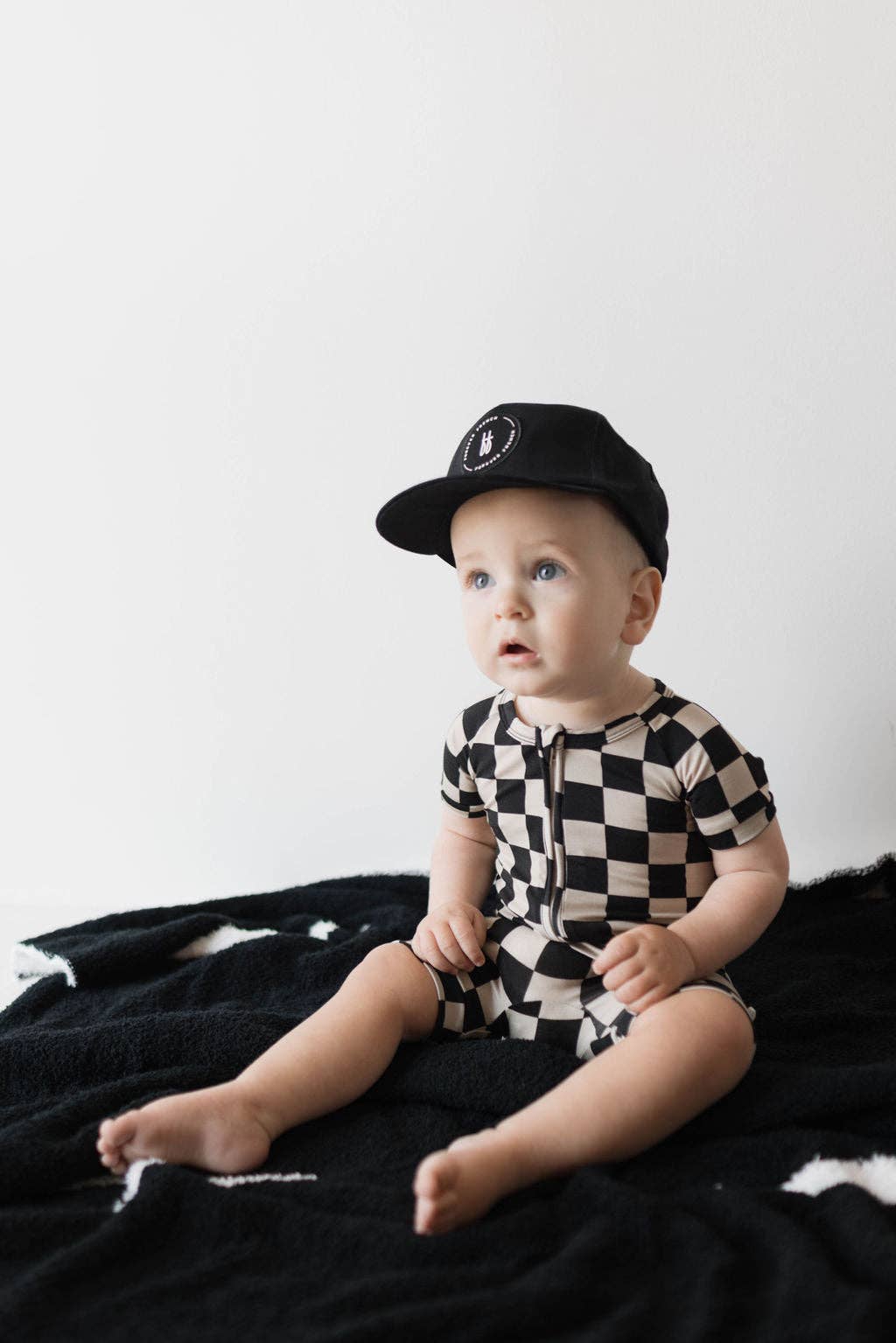 Forever French Baby - Shortie Bamboo Zip | Black Checker