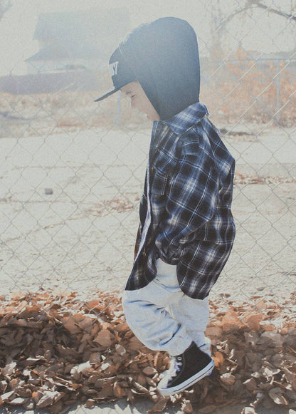 Little Trouble - Two-Tone Flannel Navy/Brown