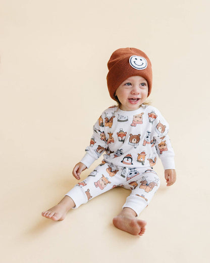 Lucky Panda Kids - Smiley Baby Kids Beanie | Rust: Toddler