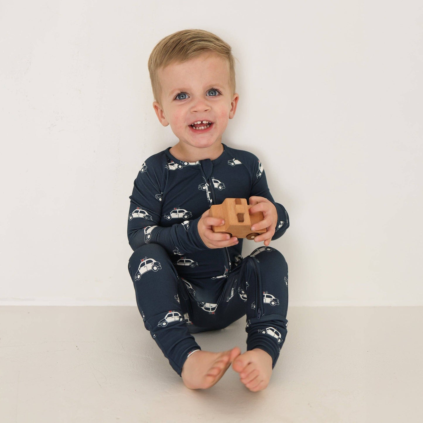 Forever French Baby - Bamboo Zip Pajamas | Police Cruiser