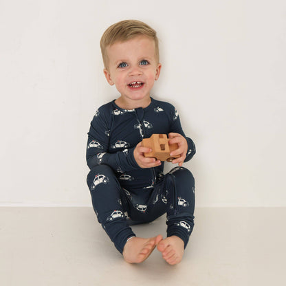 Forever French Baby - Bamboo Zip Pajamas | Police Cruiser