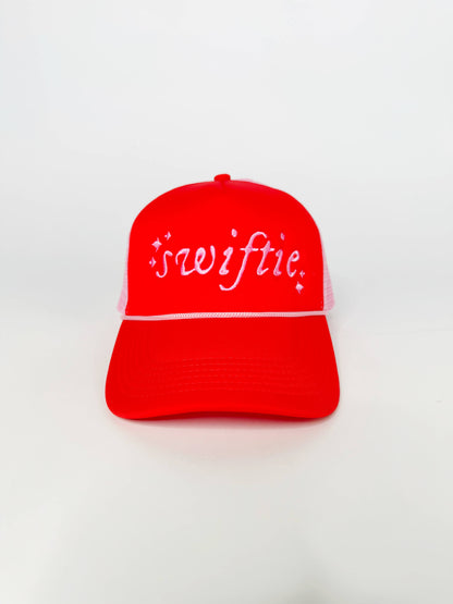 Taylor Era Trucker Hat: Red/pink