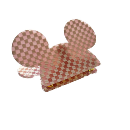 Pink Mini Checkered SMALL Magical Mouse Claw Clip