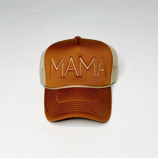 MAMA Trucker Hats: Brown - Mama Tan Thread