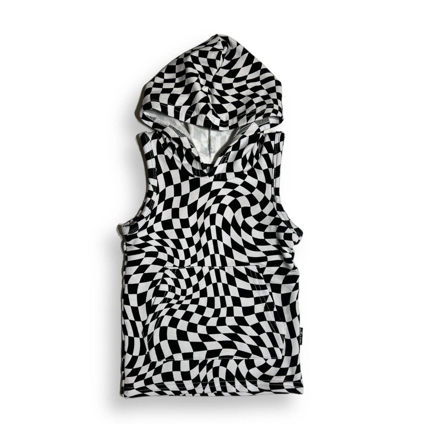 millie + roo - BAMBOO HOODIE TANK- Black Dizzy Check