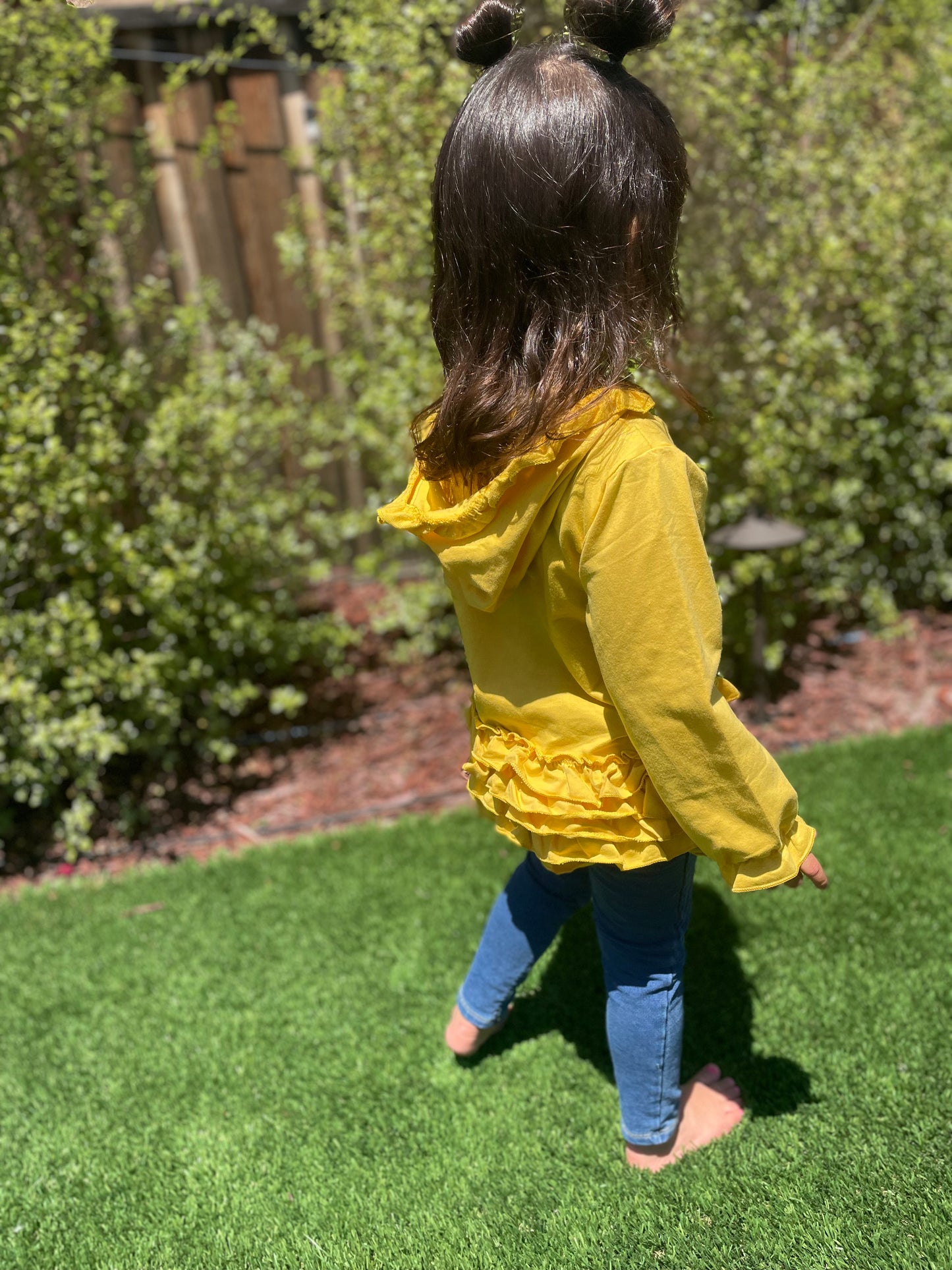 Mustard Ruffle Hoodie