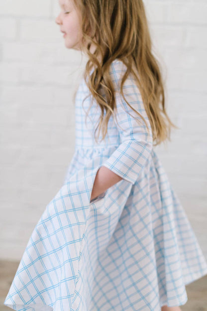 Emile Dress in Blue Picnic  | Pocket Twirl Dress