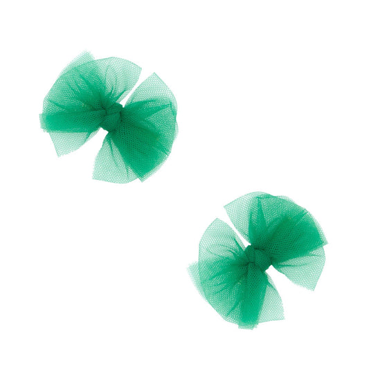 Baby Bling Bows - 2PK TULLE BABY FAB CLIPS: kelly green