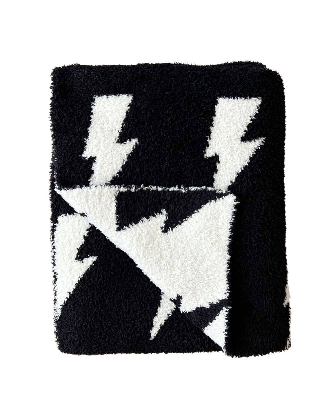 Lightning Bolt Fuzzy Blanket | Black