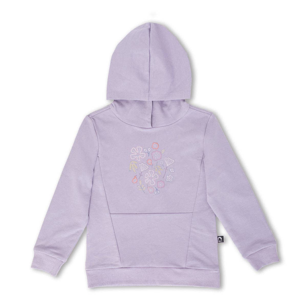 RAGS - Kids Hoodie with Seam Details - 'Chainstitch Floral - Lilac