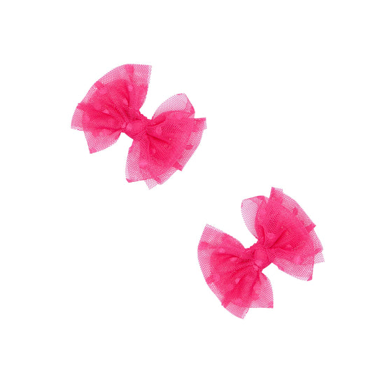 Baby Bling Bows - 2PK TULLE BABY FAB CLIP: hot rose