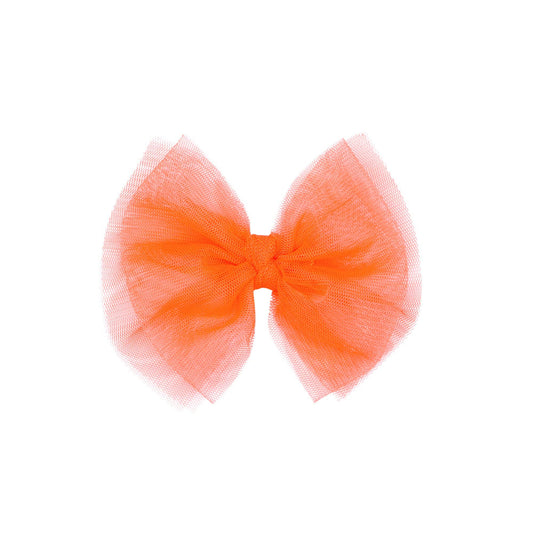 Baby Bling Bows - TULLE FAB CLIP: neon coral