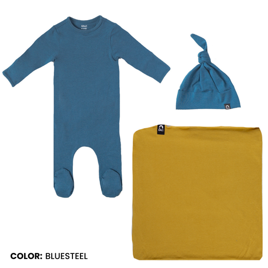 RAGS - Essentials Peekabooty™ Newborn Bundle - 'Newborn Gift Bundle in Multiple Colors': Bluesteel / 0-3M