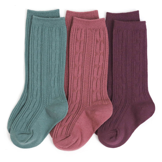 Denali Cable Knit Knee High Sock 3-Pack: 1.5-3 YEARS