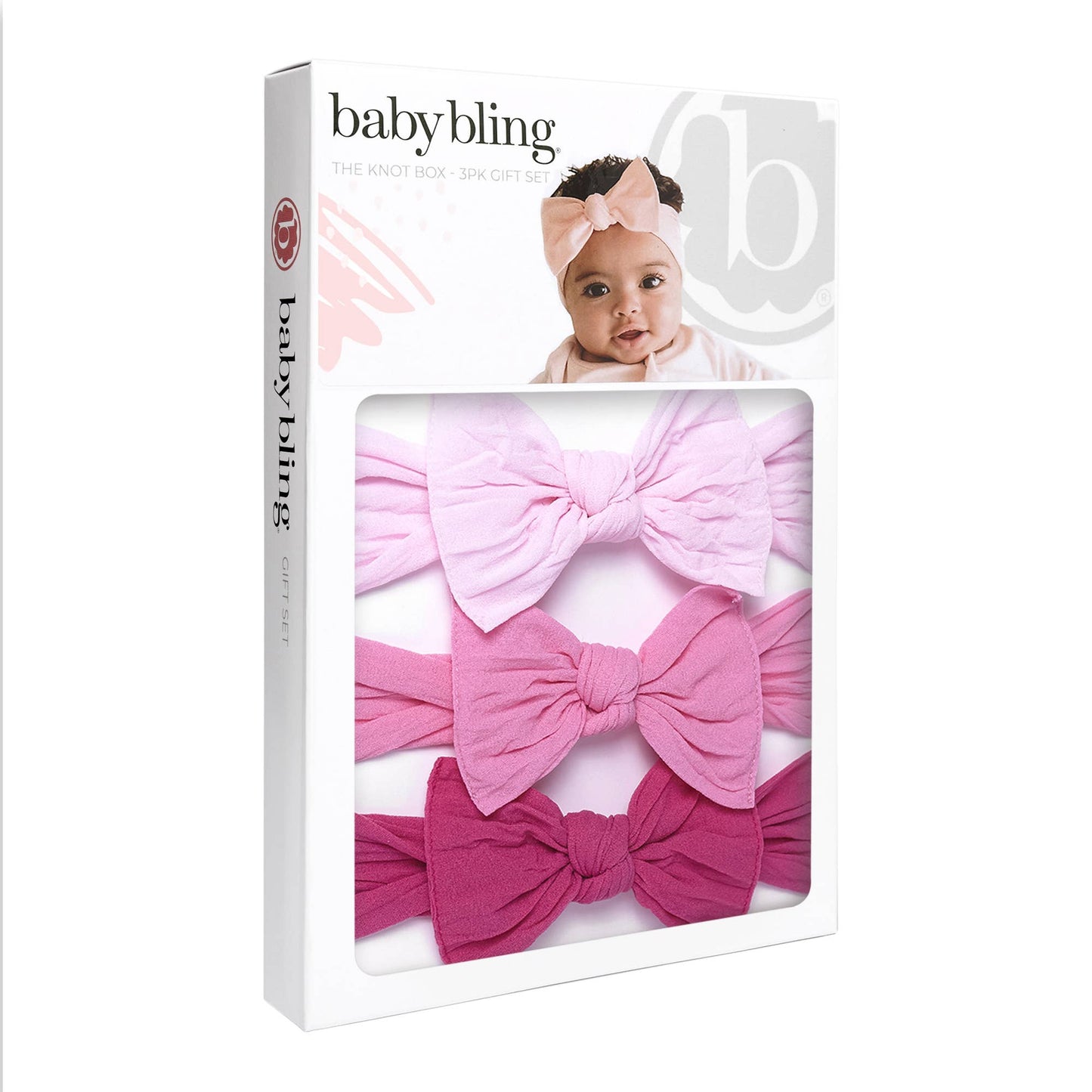 Baby Bling Bows - 3PK BOX KNOT SET: pink+bubblegum+hot pink