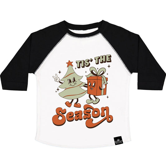 Tis the Season Vintage Boy's Christmas Baseball T-Shirt