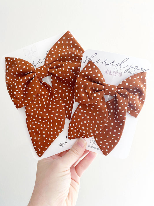 Shared Joy Bows - Fall Polka Dot Hair Bows