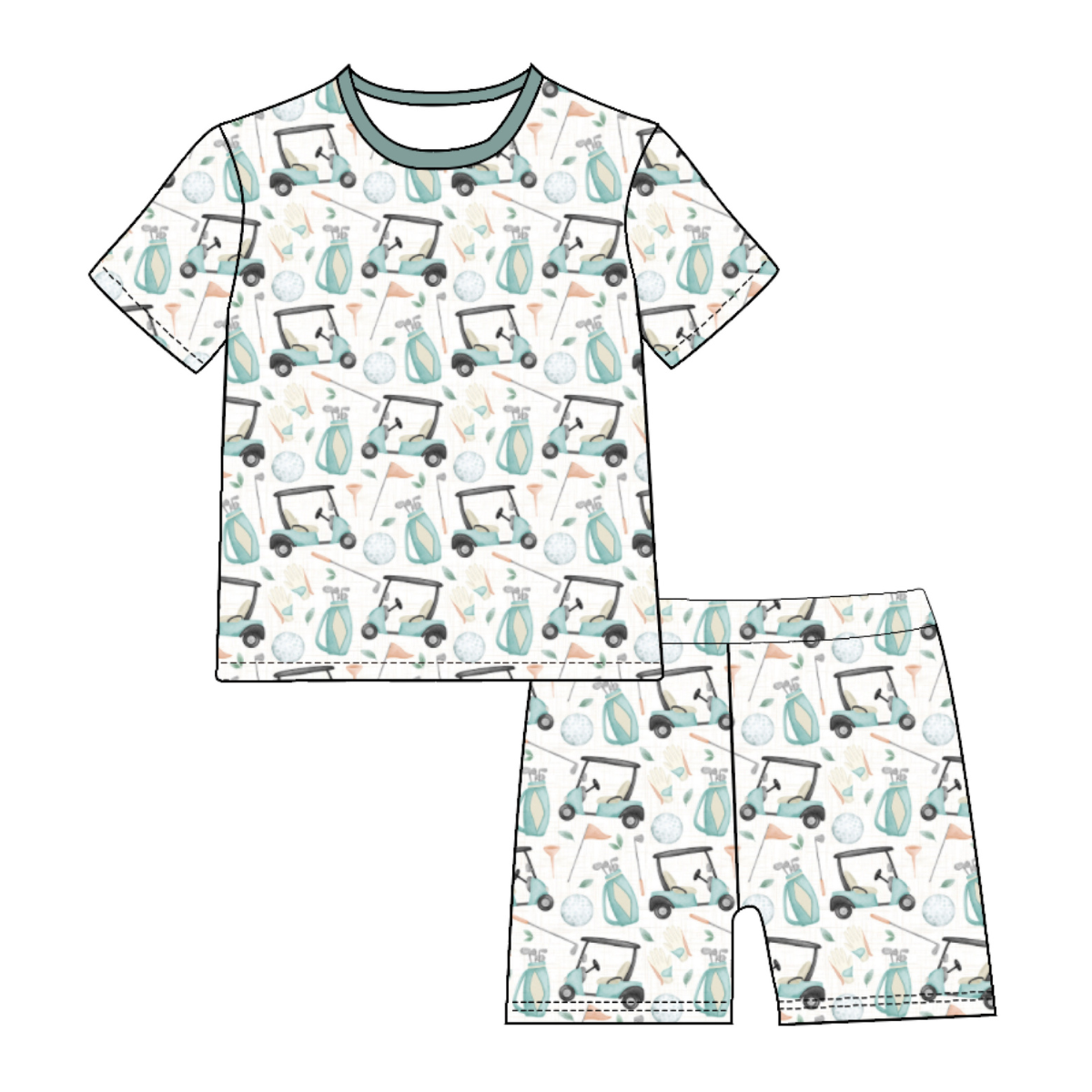 Bamboo Two Piece Toddler Pajama Short Set - Tee Time