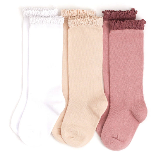 Little Stocking Co. - Girlhood Lace Top Knee High Sock 3-Pack: 0-6 MONTHS