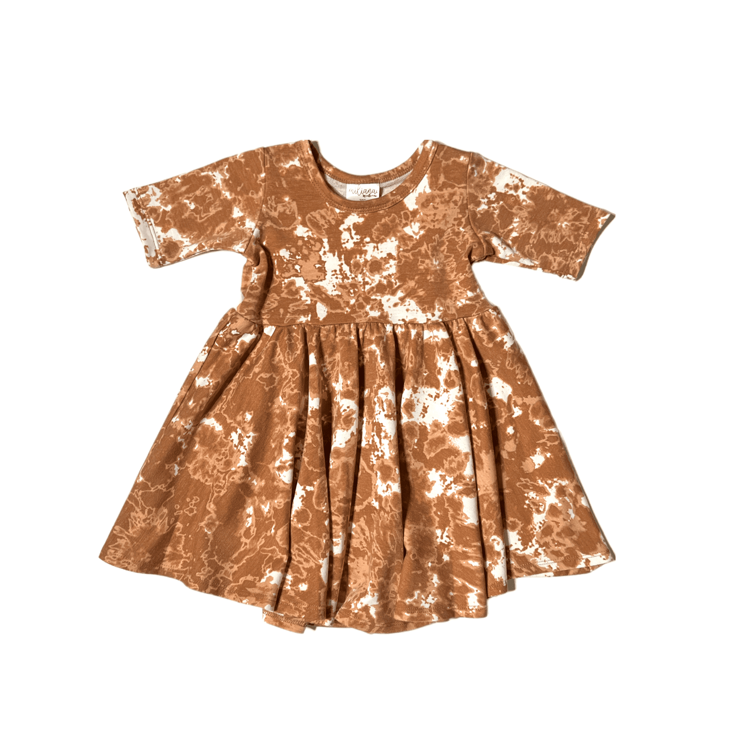 DRESS MID SLEEVE- Chestnut Marble Twirl Dress