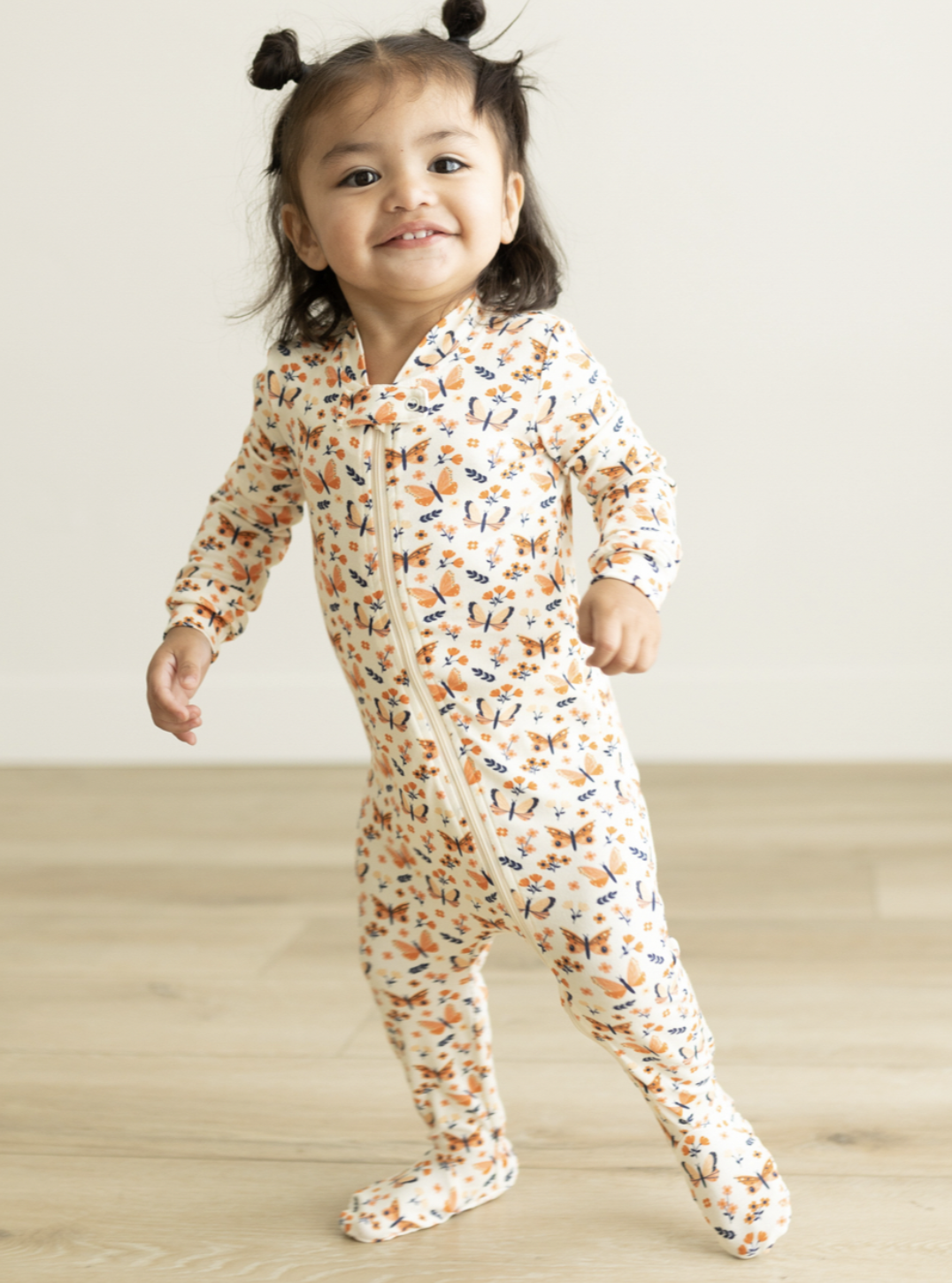 Bird & Bean® - Baby Footed Zip Romper - Butterfly Flutter