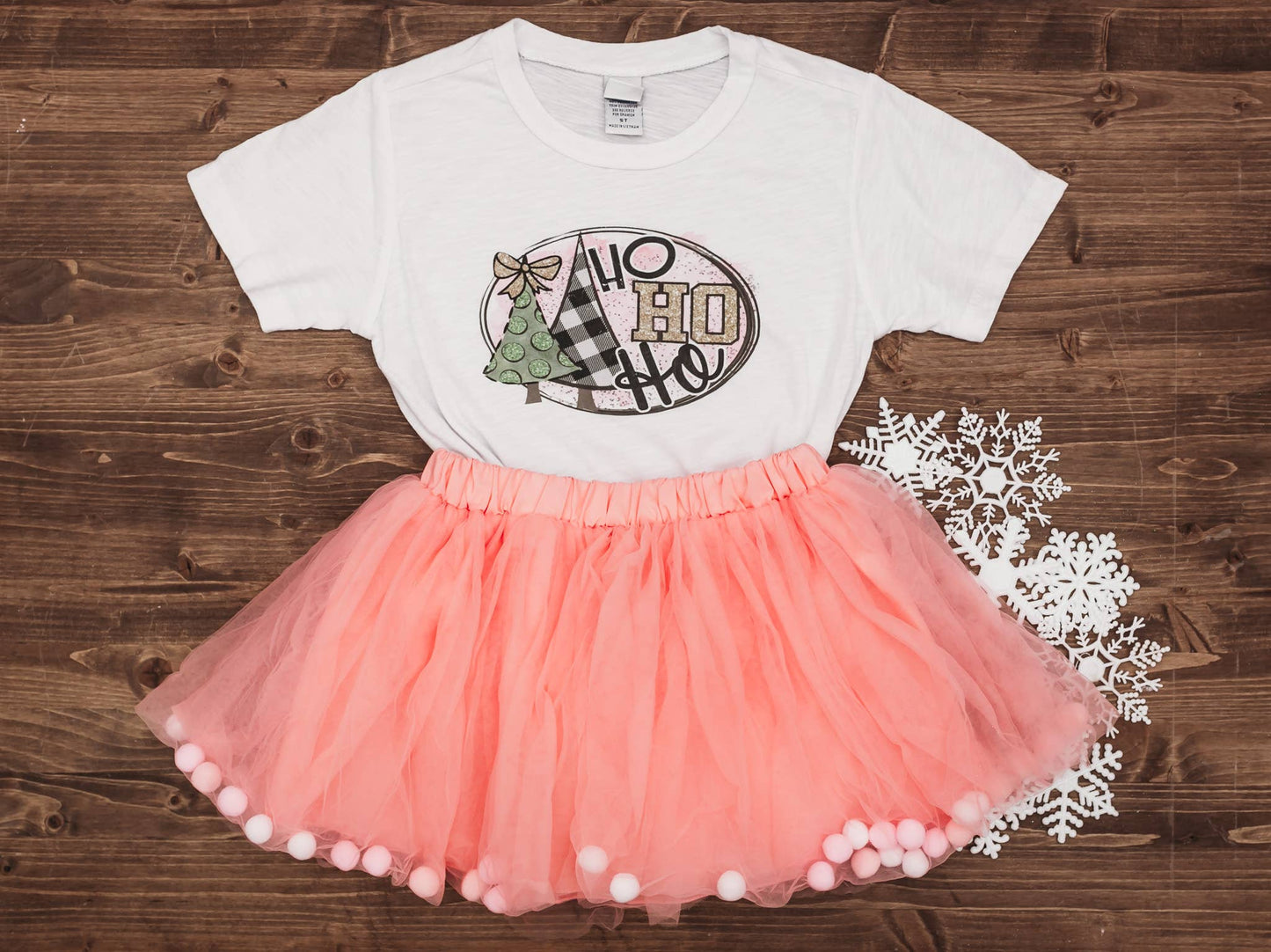 Girls Tutu-Dusty Rose Kids Pom Pom Tutu & Bow Hair Tie 2 piece