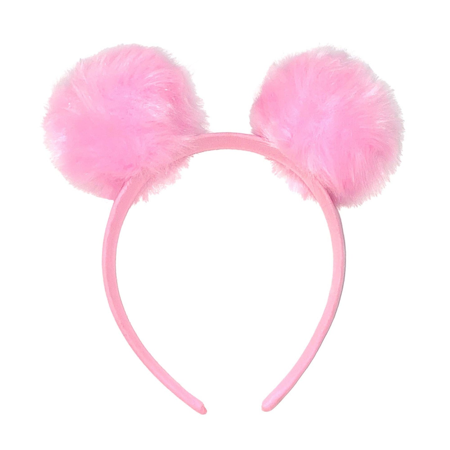 Baby Bling Bows - RABBIT FUR POM HARD HEADBAND: bubblegum