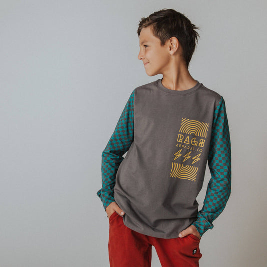 RAGS - Long Sleeve Kids Tee - 'Geo Rags Apparel Co