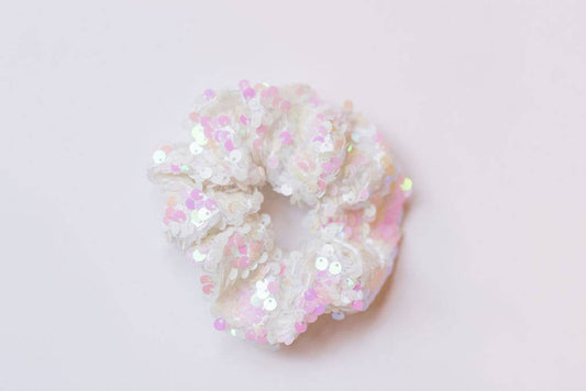 Cheeky Plum - Iridescent Sequin Scrunchie - White