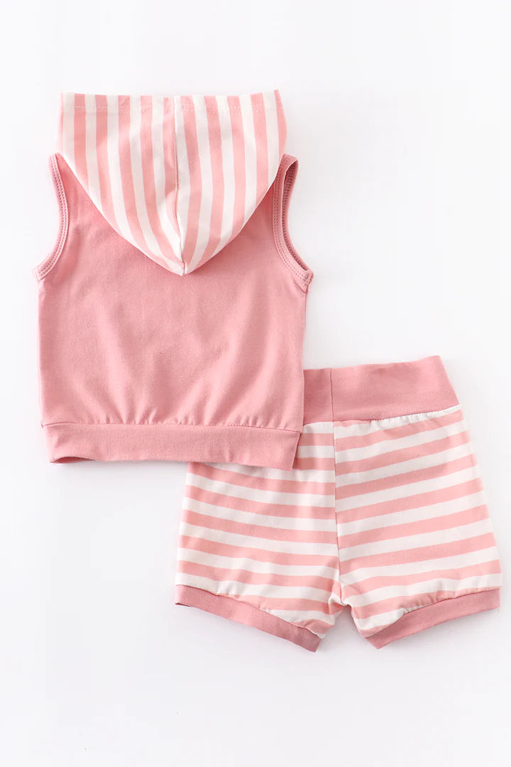 Stripe Hoodie Baby Shorts Set