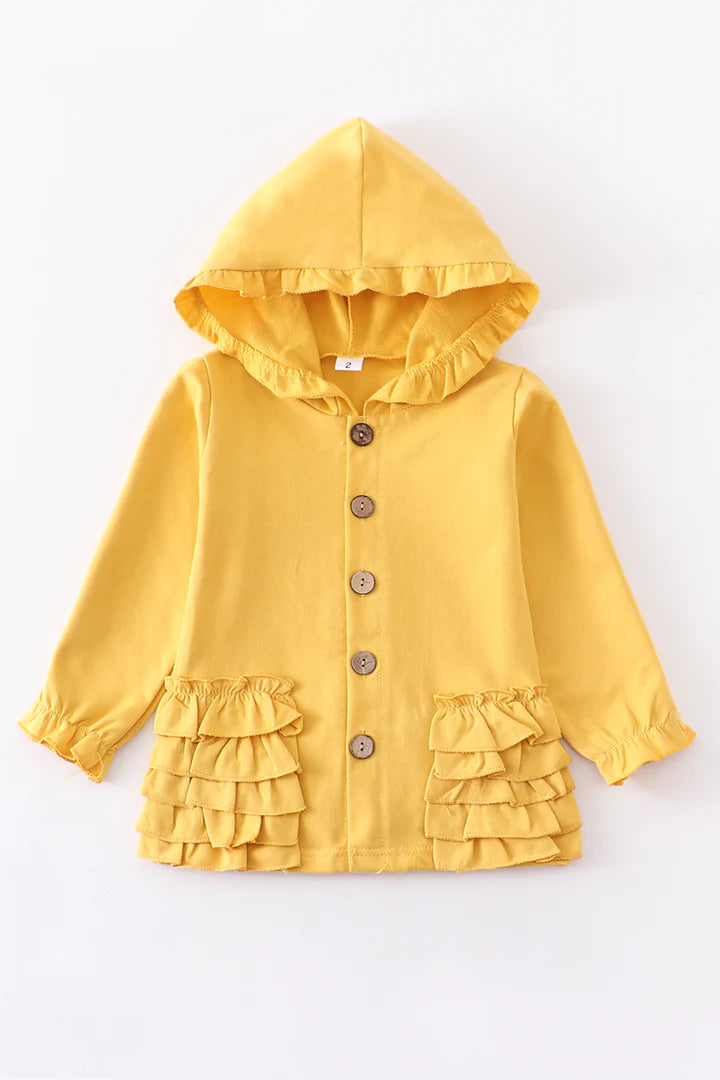 Mustard Ruffle Hoodie