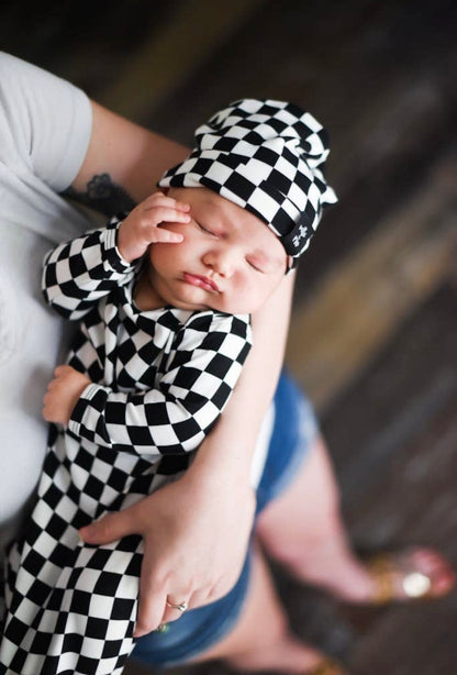 millie + roo - KNOT GOWN- B+W Checkered